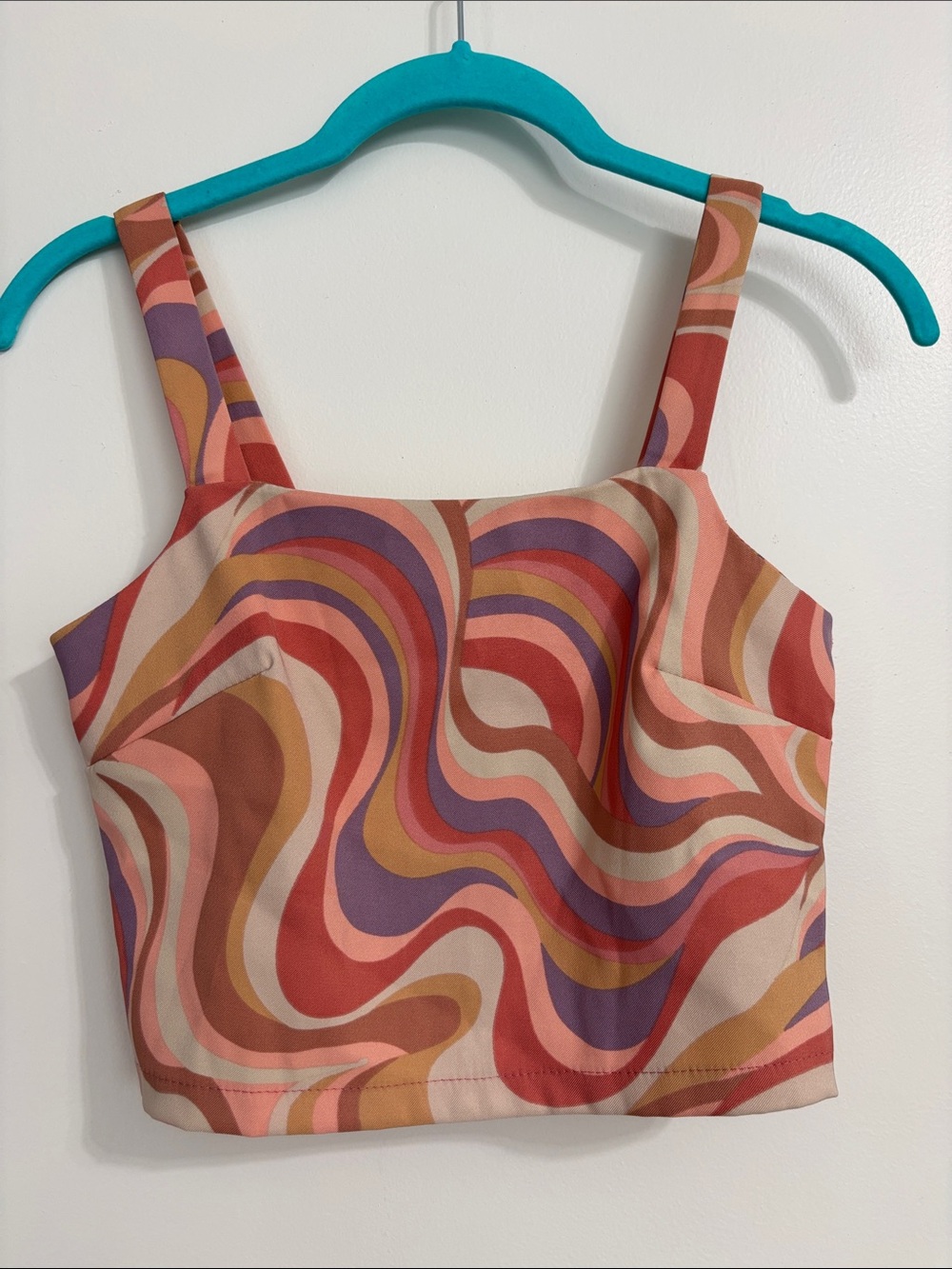 Altar'd State Multicolor Swirl Crop Tank - Coral, Purple, Mustard